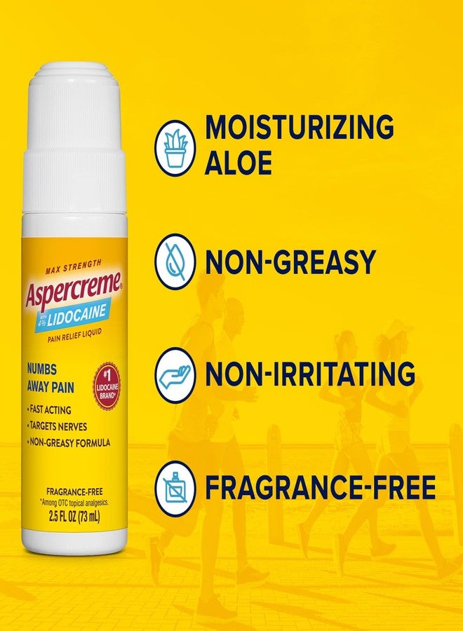 Aspercreme أسبير كريم خالي من الرائحة بقوة قصوى من ليدوكائين لتخفيف الألم سائل مع تطبيق رول-أون بدون فوضى، 2.5 أونصة - Image 5