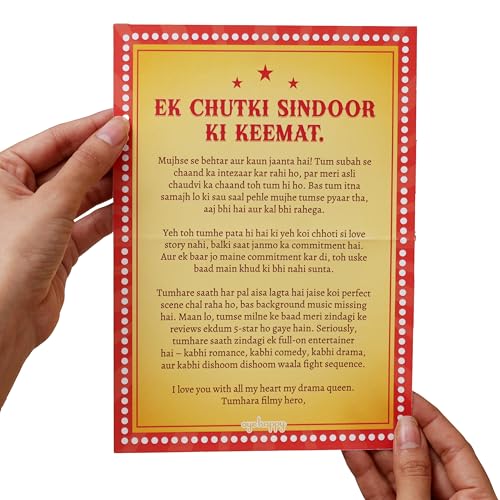 Oye Happy Bollywood-Themed Karwa Chauth Greeting Card for Wife – Fun & Romantic Nautanki Love Letter | Perfect for Bollywood Lovers - Image 1