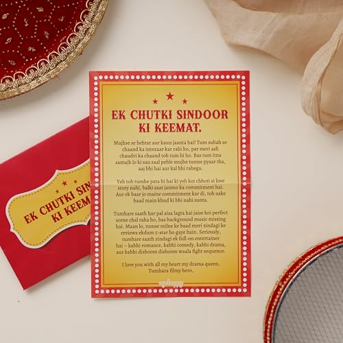Oye Happy Bollywood-Themed Karwa Chauth Greeting Card for Wife – Fun & Romantic Nautanki Love Letter | Perfect for Bollywood Lovers - Image 3
