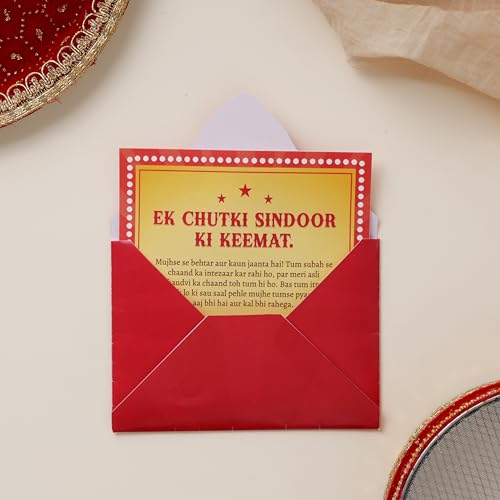 Oye Happy Bollywood-Themed Karwa Chauth Greeting Card for Wife – Fun & Romantic Nautanki Love Letter | Perfect for Bollywood Lovers - Image 4
