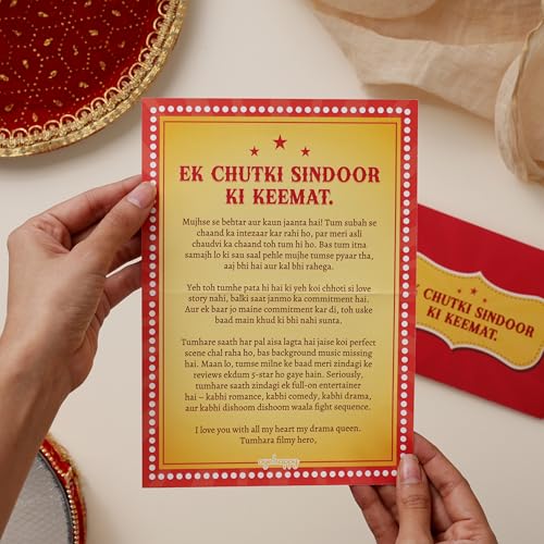 Oye Happy Bollywood-Themed Karwa Chauth Greeting Card for Wife – Fun & Romantic Nautanki Love Letter | Perfect for Bollywood Lovers - Image 2