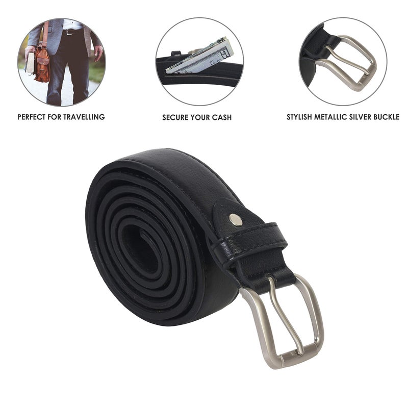 LB LEATHERBOSS Men's Black Leather Money Belt Sizes 32 Through 56 (34) - Image 2