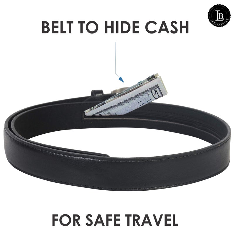 LB LEATHERBOSS Men's Black Leather Money Belt Sizes 32 Through 56 (34) - Image 4
