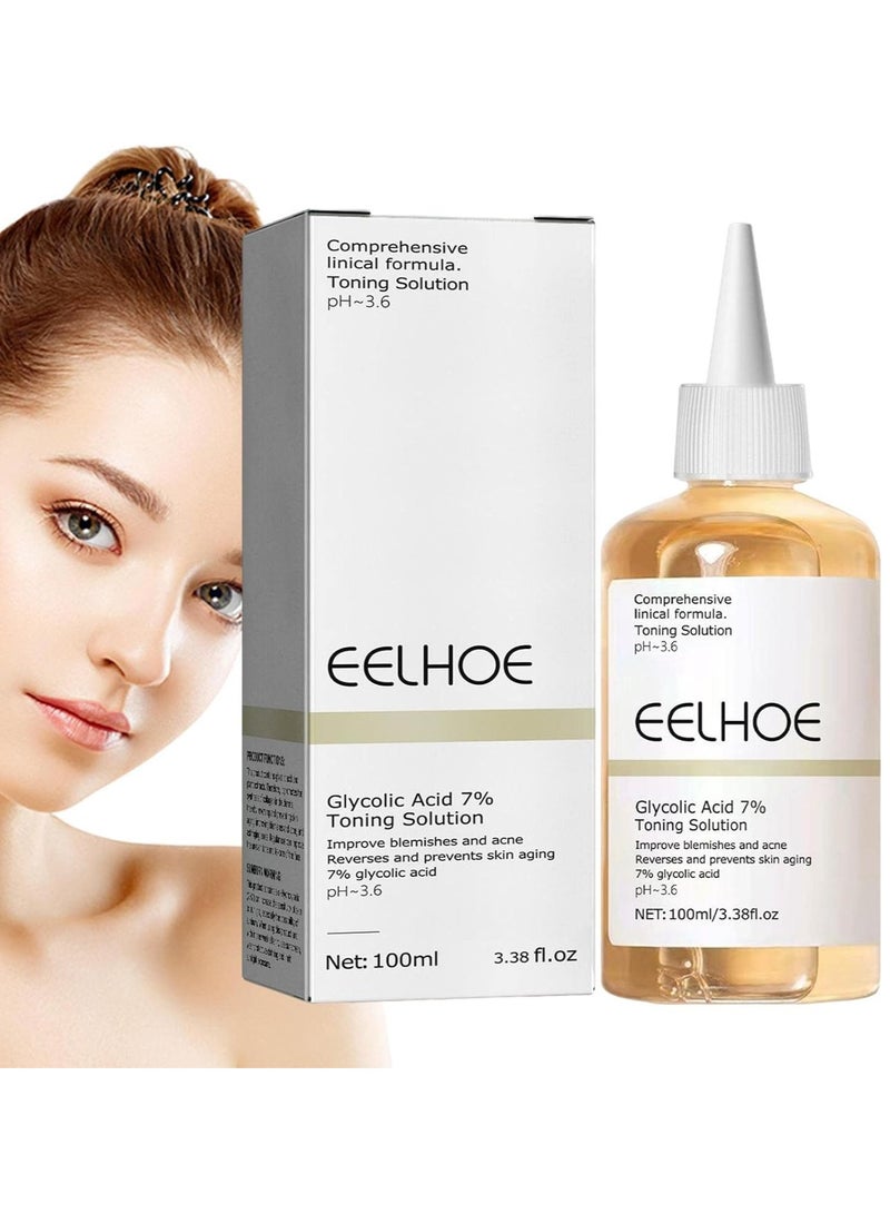 EELHOE Toner for Face | 100ml/3.38fl.Oz Glycolic Acid 7% Facial Toner for Aging Skin - Glycolic Acid Toner 7% Facial Astringent for Oily, Problem, & Pimple Prone Skin Face Wrinkles - Image 2