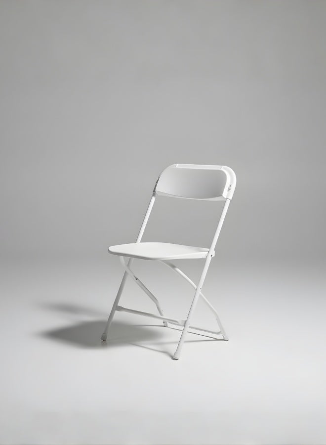 ماركولو كرسي بلاستيكي قابل للطي – تصميم خفيف الوزن من البلاستيك عالي الكثافة والفولاذ – مقاوم للأشعة فوق البنفسجية والعوامل الجوية – متين للغاية – أبيض - Image 1