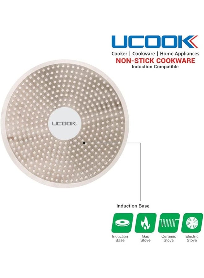 UCOOK مجموعة أوكوك 10 قطع من أدوات الطهي غير اللاصقة DK0421 – هيكل ألمنيوم متين، مقابض باكليت، متوافقة مع الغاز والتحريض – مقالي، قدر، كادهاي مع أغطية زجاجية - Image 2