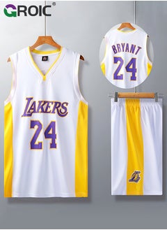 GROIC Basketball Jersey, Kobe Bryant Jersey 24# Basketball T Shirt and Shorts, Basketball Jersey Shirt for Adults, Basketball Suits, Basketball Jersey Set, Suitable for 175-180CM  - Image 3