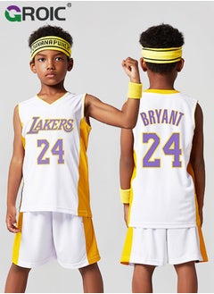 GROIC Basketball Jersey, Kobe Bryant Jersey 24# Basketball T Shirt and Shorts, Basketball Jersey Shirt for Adults, Basketball Suits, Basketball Jersey Set, Suitable for 175-180CM  - Image 4