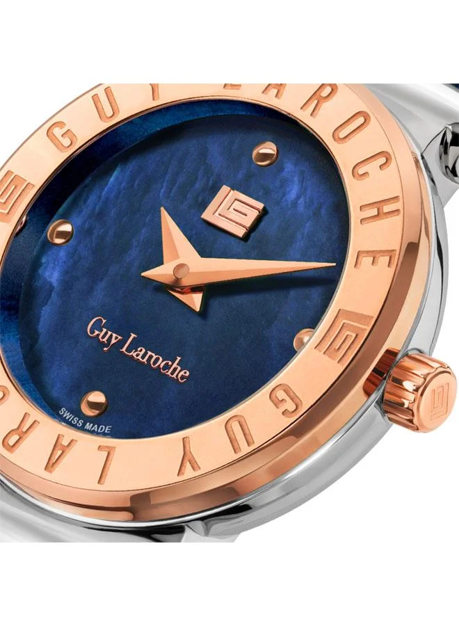 Guy Laroche Betty 25mm Women's Analog Swiss Watch with Blue Genuine Leather Strap