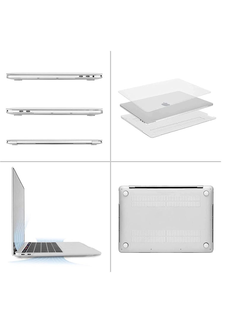 3 in 1 Case for MacBook Air 13.6 Inch 2022 A2681 M2 Chip and 2024 A3113 M3 Chip and 2025 A3240 M4 Chip, Matte Hard Shell Cover & Keyboard Cover & Screen Protector, Frosted Clear