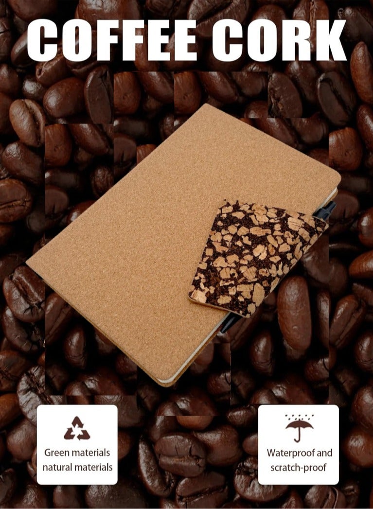 Generic [STAR]Coffee grounds cork notebook,Journal, 90 Sheets/180 Pages 100GSM Thick Cream Paper,Writing,Travel,Business,Work & School,Journals for Writing Hardcover Journal Supplies for Work Note Taking  - Image 1