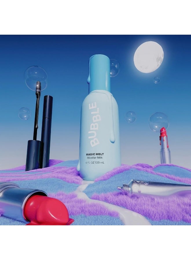 Bubble Skincare Magic Melt Makeup Remover - Micellar Milk Eye Makeup Remover Infused with Raspberry Seed Oil - Hydrating & Soothing Preppy Skikncare for Soft, Refreshed Skin (120ml) - Image 5