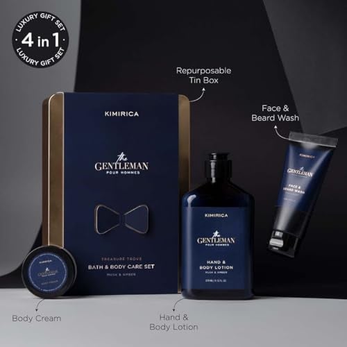 Kimirica Gift For Men's Gentleman treasure trove|Luxury Bath & Body Gift Set For Men's, Boyfriend, Brother & Husband |Pack of 3 | Pampering Kit for Birthday ,Anniversary & All Special Occasions | Premium Gift Packaging 100% Vegan - Image 4