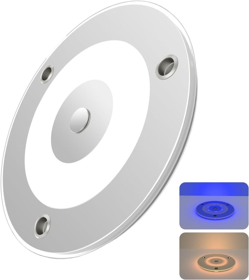 Obeaming 12V Ceiling Dome Light, 4.75 Inch 400LM Dimmable Interior Light for RV Boat Camper Van Travel Trailer Truck Fifth Wheel Interior Lighting, Blue Night Light & Touch Switch(Warm White) - Image 1