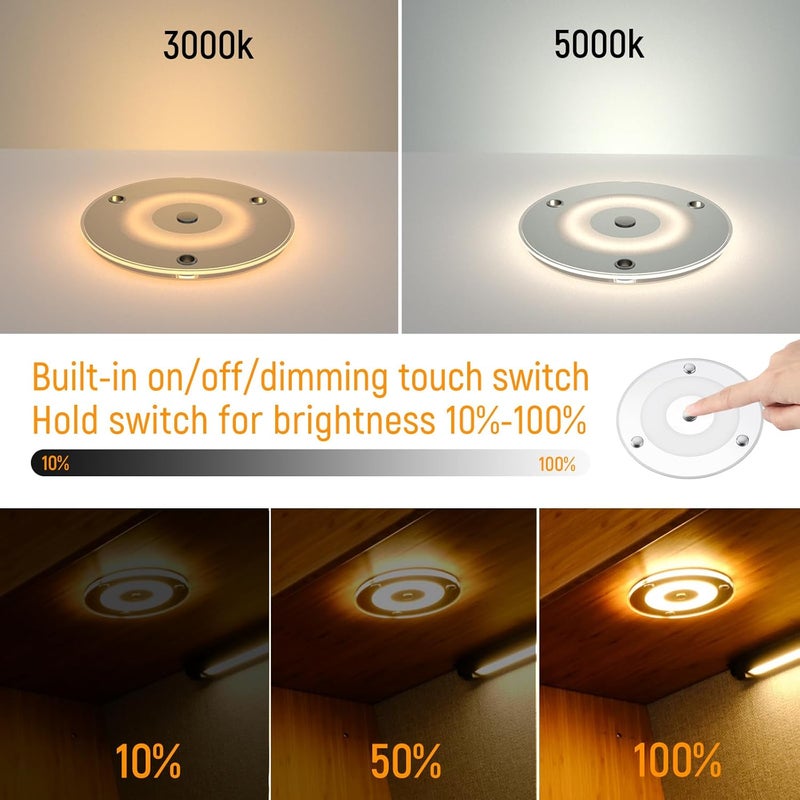 Obeaming 12V Ceiling Dome Light, 4.75 Inch 400LM Dimmable Interior Light for RV Boat Camper Van Travel Trailer Truck Fifth Wheel Interior Lighting, Blue Night Light & Touch Switch(Warm White) - Image 3