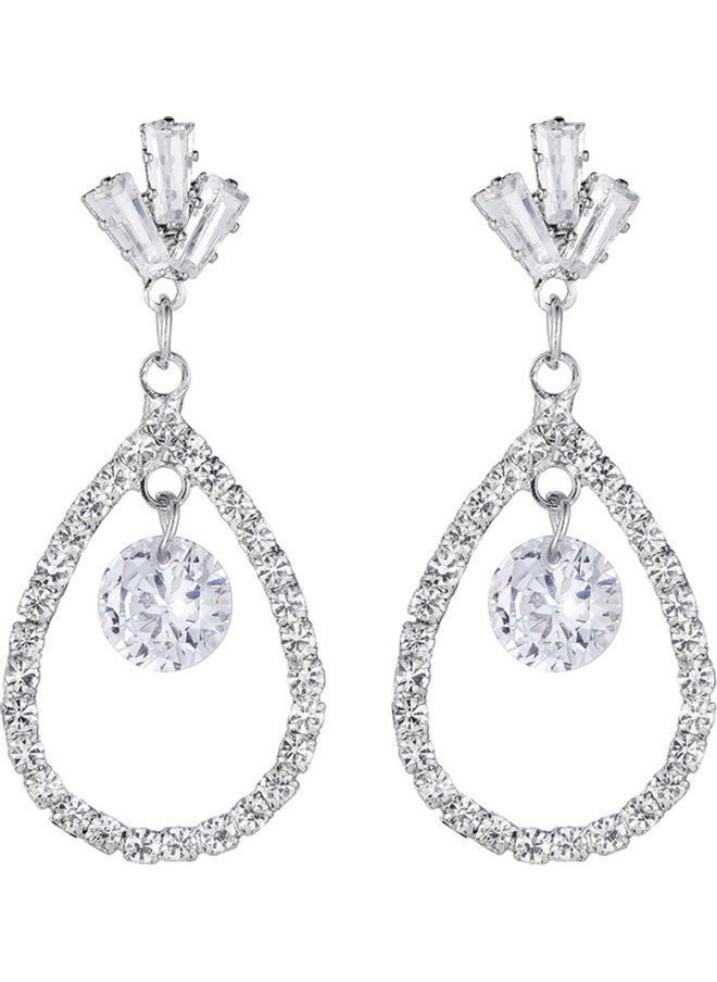 NIBEMINENT S925 Silver Inlaid Rhinestone Drop Earrings  - Image 1