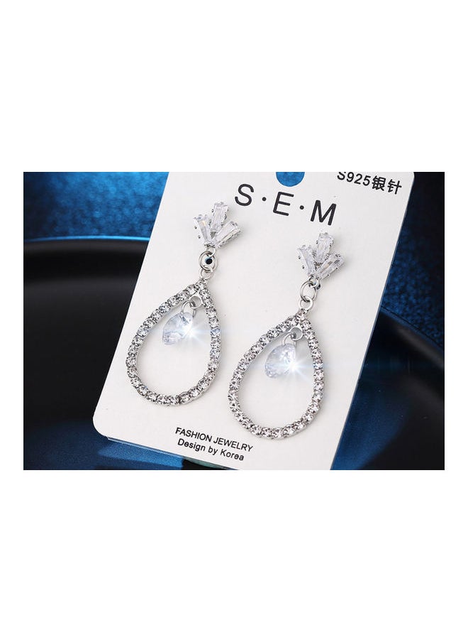 NIBEMINENT S925 Silver Inlaid Rhinestone Drop Earrings  - Image 2