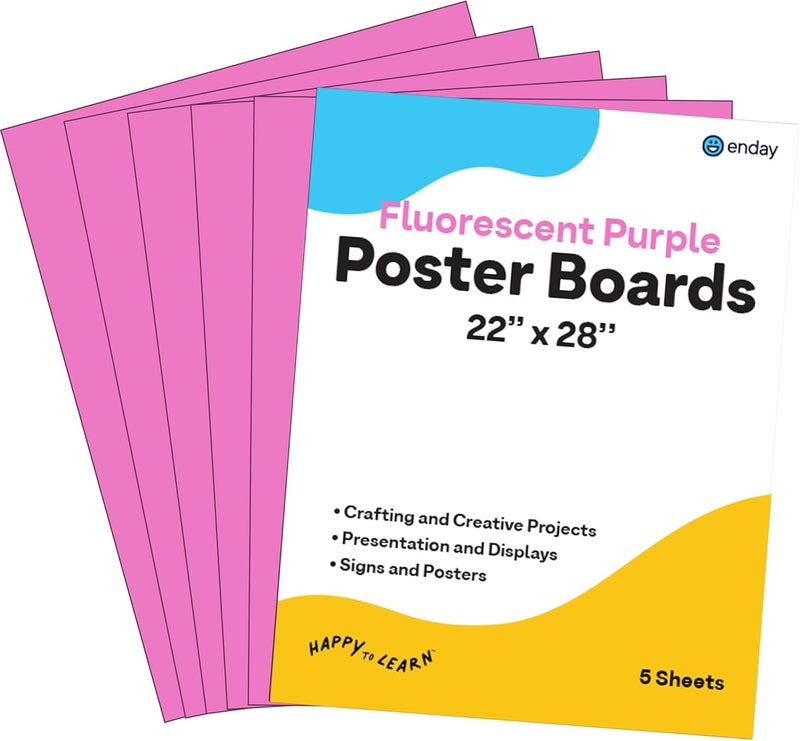 Emraw Poster Board Lightweight Craft Backing Boards for Presentations Office Sign Blank Painting Board Smooth Surface Poster Sheets for School Pack of 5 (Fluorescent Purple) - Image 1