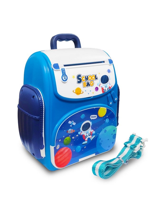 VGRASSP Modern Money Safe Musical Piggy Bank Toy for Kids and Adults - The Mini ATM with Number Password and Touch Sensor Feature for Saving Real Money and Cash Coins (Space Blue) - Image 1