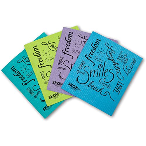 Skoy Cloth, 4-Pack Versatile Swedish Dishcloths for Kitchen and Household Use, Reusable Cleaning Cloths, Planet-Friendly, Dishwasher and Dryer-Safe, Assorted Colors - Image 1