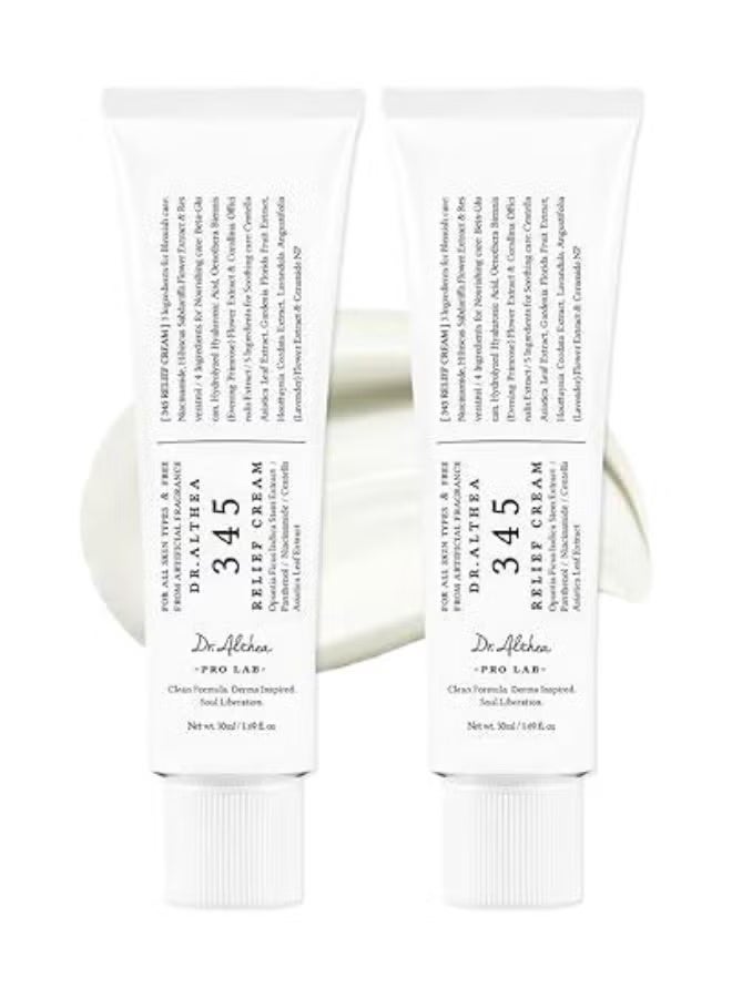دي آر.ألثيا كريم 345 ريليف، مرطب يومي للوجه، علاج للشوائب، ترطيب وتلطيف البشرة مع النياسيناميد والبانثينول، منتج كوري نباتي للعناية بالبشرة، مناسب لجميع أنواع البشرة، 1.7 أونصة سائلة - عبوة من قطعتين
