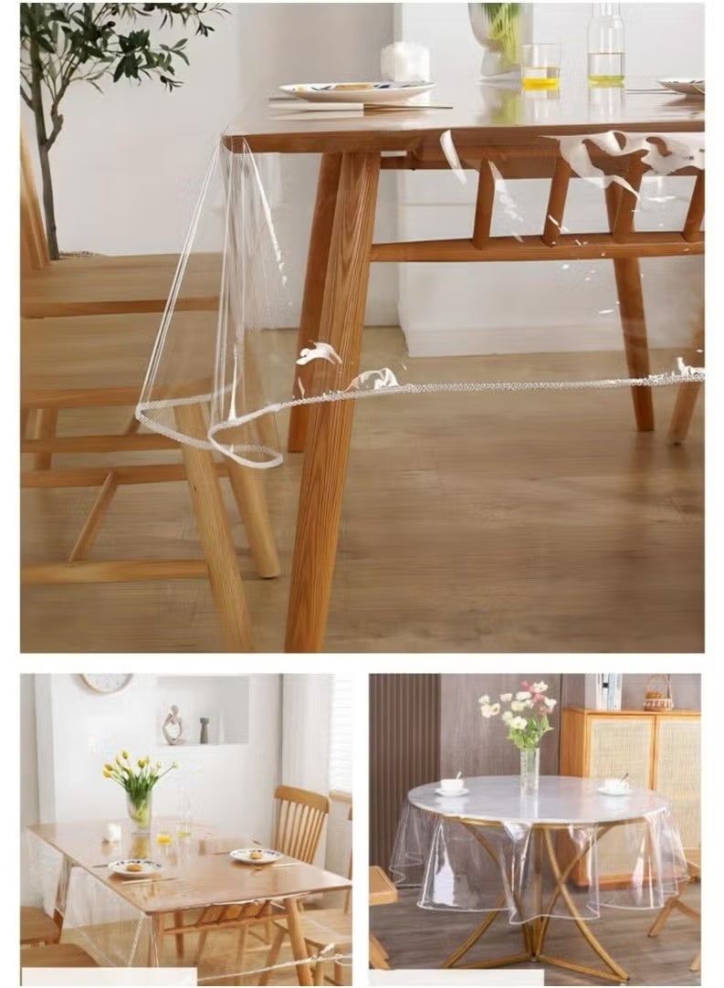 MIXDE tablecloth|0.13mm transparent PVC waterproof and oil-proof dining table cloth coffee table cloth TV counter cloth 140cm*180cm - Image 1