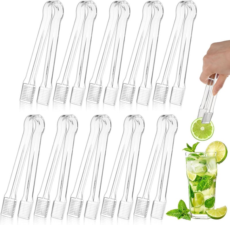 PEASUG 10 PCS Plastic Serving Tongs, Disposable Plastic Tongs, Clear Kitchen Small Serving Utensils for Serving for Party Food Buffet Appetizer Salad Catering Ice, 6.3 Inches - Image 1
