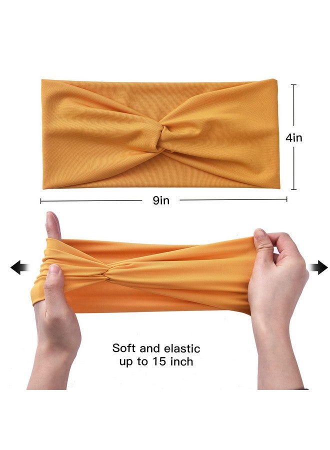 Yeshan 12 Pack Wide Twist Headbands For Women No Slip Turban Headbands Stretchy Criss Cross Headbands Yoga Workout Sport Hair Bands Solid Colors Bandana Headbands  - Image 2