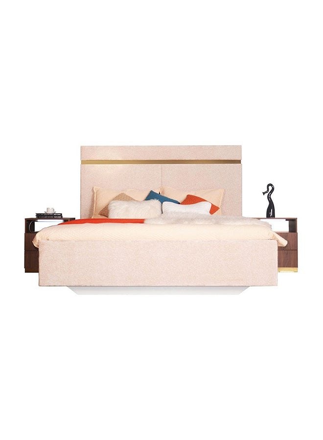 DANUBE HOME سرير رونين كينغ تصميم حديث قوي ومتين سرير مزدوج أثاث إطار سرير هادئ ومريح L190xW214xH145 سم بيج / ذهبي - Image 1