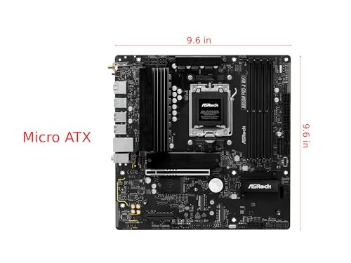 ASRock AMD B850M Pro A WiFi 6E Socket AM5 Ryzen 9000/8000/7000 Series DDR5 8000+ (OC) MHz 256GB Micro ATX Motherboard M.2 SATA3 6.0 Gb/s PCIe 5.0 BIOS Flashback 2.5G LAN - Image 2