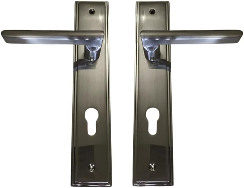 Union SC Satin Chrome Lever Handle on Back Plate – Stainless Steel Door Handle Set for Mortice Lock - Image 1