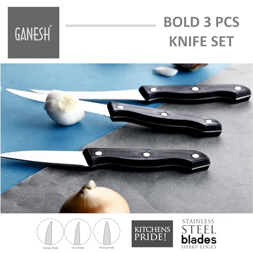 Ganesh Stainless Steel Kitchen Bold 3 pcs Knife Vegetable Cutting and Chopping Knife, Serrated Edge - Image 3