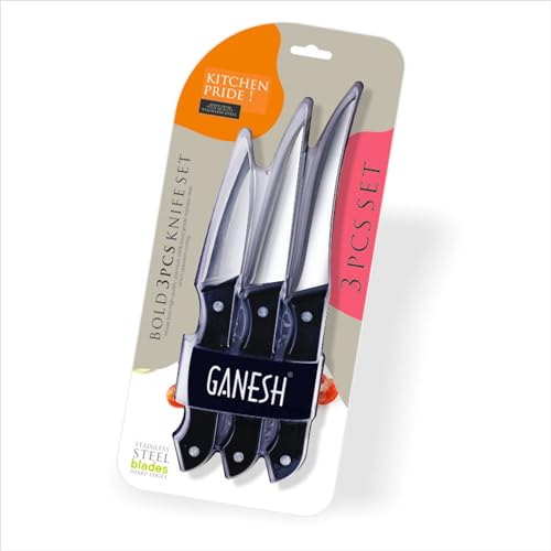 Ganesh Stainless Steel Kitchen Bold 3 pcs Knife Vegetable Cutting and Chopping Knife, Serrated Edge - Image 5