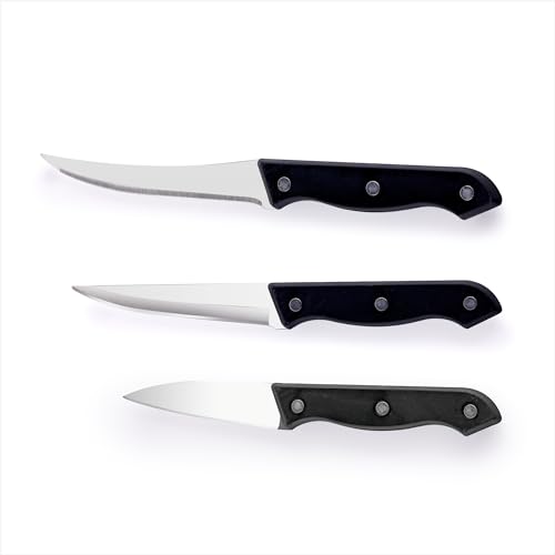 Ganesh Stainless Steel Kitchen Bold 3 pcs Knife Vegetable Cutting and Chopping Knife, Serrated Edge - Image 1
