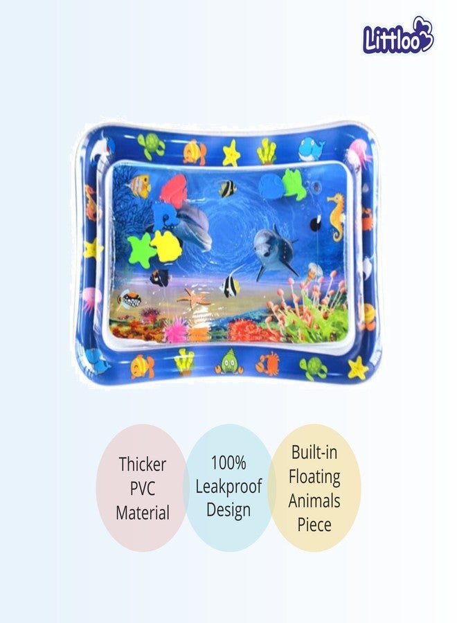 Littloo Baby Leakproof Inflatable Water Playmat for Happy Tummy Time Portable Outdoor & Indoor Fun Learning Activity with Floating Toys for Stimulation Growth for Babies Kids Toddlers,Pack of 1,Blue - Image 4