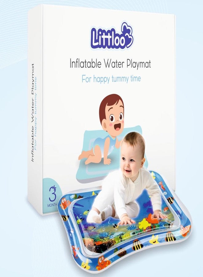 Littloo Baby Leakproof Inflatable Water Playmat for Happy Tummy Time Portable Outdoor & Indoor Fun Learning Activity with Floating Toys for Stimulation Growth for Babies Kids Toddlers,Pack of 1,Blue - Image 1
