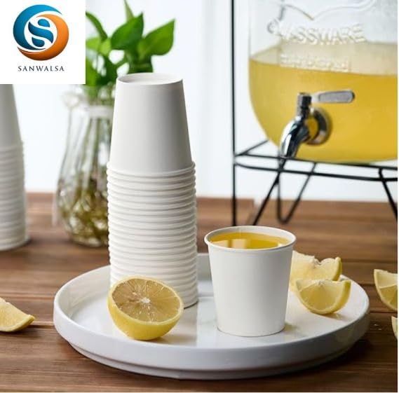 SANWALSA [200 ml, 200 Count, White, 7 Oz Disposable White Paper Cup | Eco-Friendly & Biodegradable Cups for Wedding, Party, Picnic, Travel | Ideal for Tea, Coffee, Juice & Water - Image 3