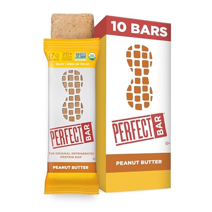 Perfect Bar, Peanut Butter Protein Bar, High Protein, Organic, Gluten Free, Soy Free, Non GMO, No Sugar Alcohols, 2.5 Ounce Bar, 10 Count - Image 1