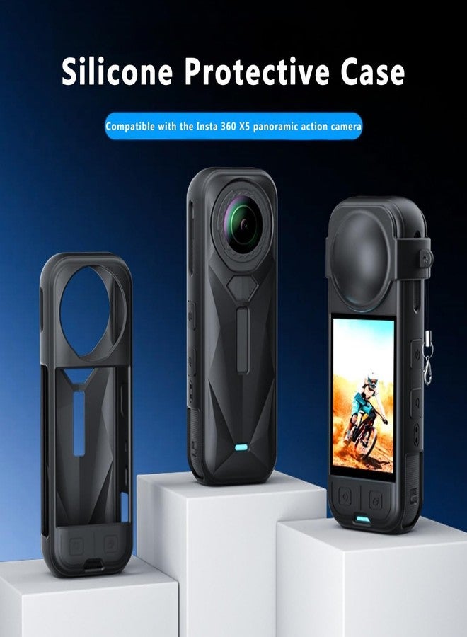 SQUISHCO 4Pcs Silicone Skin Cover for Insta 360 X5, Anti-Scratch Protective Soft Silicone Cover with Lens Guard and Lanyard, Lightweight Case for Action Camera - Image 2
