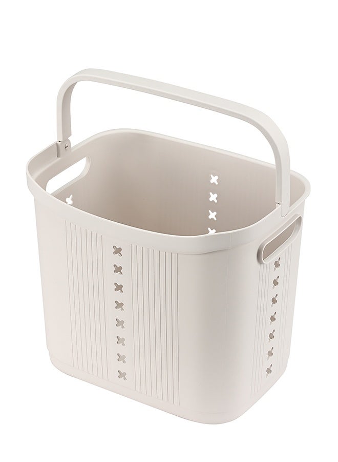 LAWAZIM Plastic Laundry Basket -Beige- 35L Laundry Hamper with Comfortable Handles, Easy-to-Clean Surface, Durable Build, and Ventilated Design -for Clothes, Storage, Bathrooms, and Home Organization - Image 5