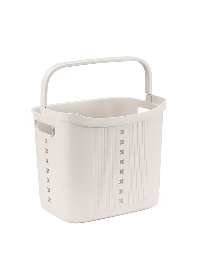 LAWAZIM Plastic Laundry Basket -Beige- 35L Laundry Hamper with Comfortable Handles, Easy-to-Clean Surface, Durable Build, and Ventilated Design -for Clothes, Storage, Bathrooms, and Home Organization - Image 4