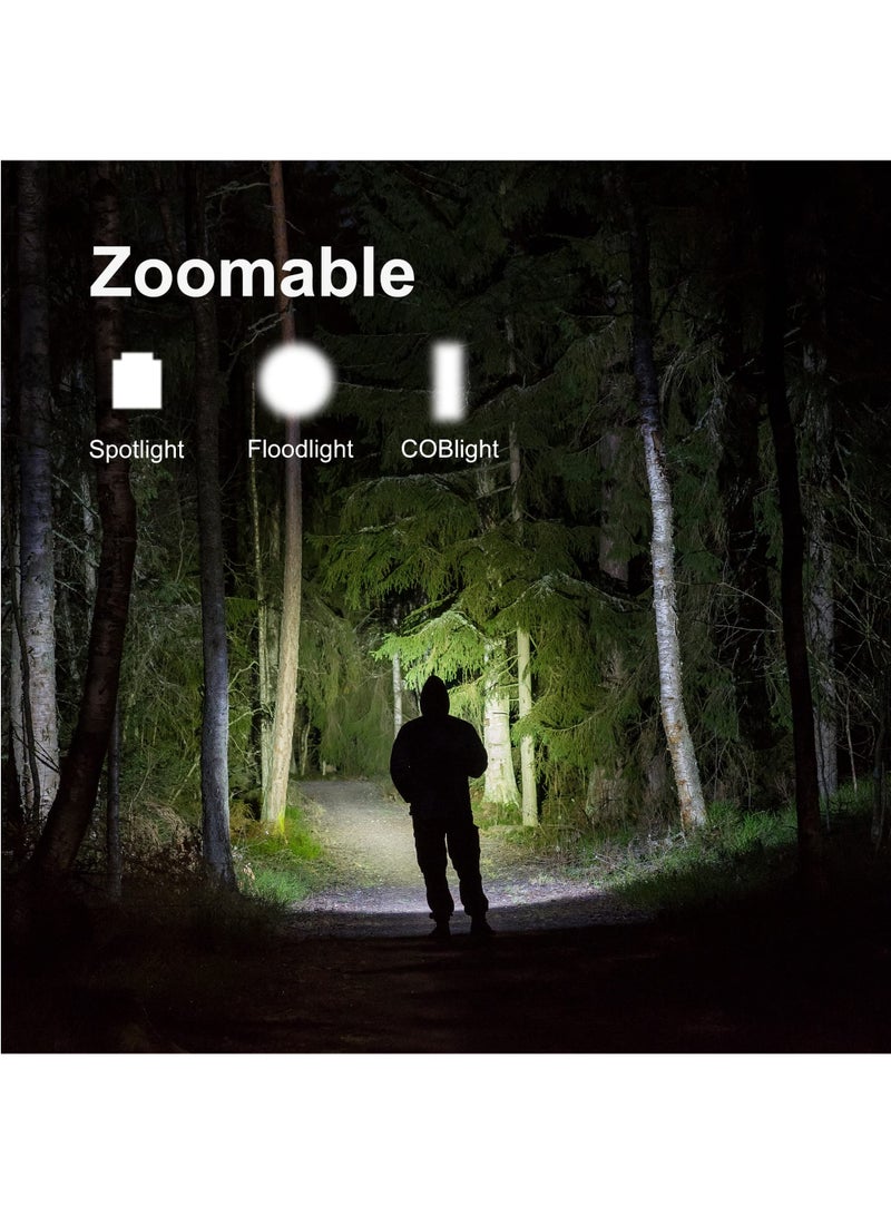SOLARAE USB Rechargeable Flashlight, 3 Pack COB LED Mini Flashlights, Portable Waterproof Zoomable FlashLight with 5 Modes, Flashlight High Lumens Lights for Camping, Outdoor, Hiking, Emergency - Image 3