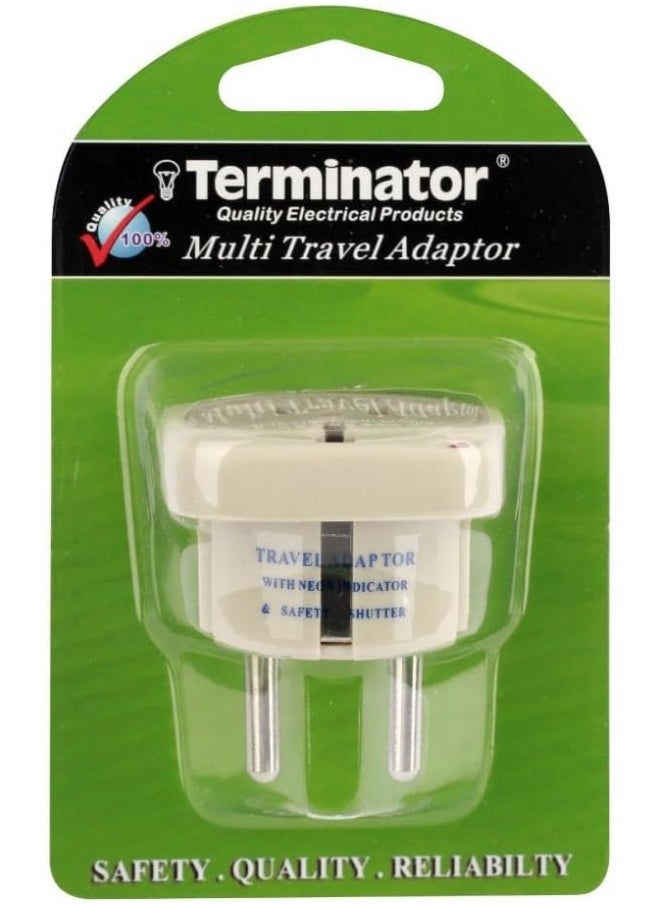Terminator Terminator Multi Travel Adaptor Suchko To Universal Power Adapter Uk/Us/Au To Eu Converter With Shutter And Indicator Tl15  - Image 1