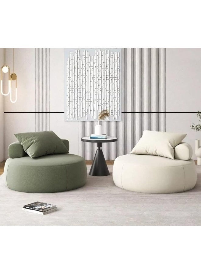 Comfynest Comfyenst Round Shape Single Sofa Chair Set of 3 No Arm Sofa Set For Living Room (GreenAndWhite)  - Image 1