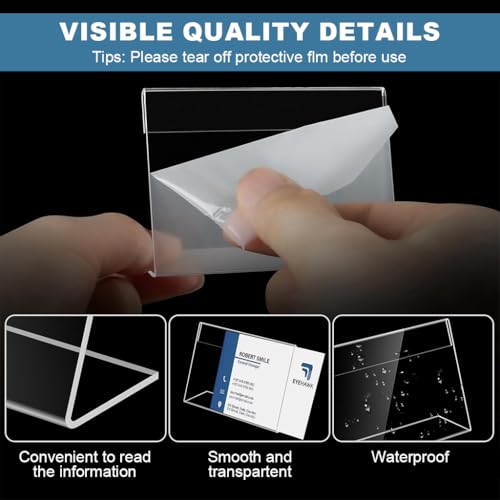 OFIFO® Clear Acrylic Display Stand 30 Pack, 9x6cm L Shaped Sign Holder for Table, Price Tag, Name Card, Menu, Buffet Food Label, Desk Label, Retail, Wedding, Transparent Tabletop Place Card Holder - Image 3