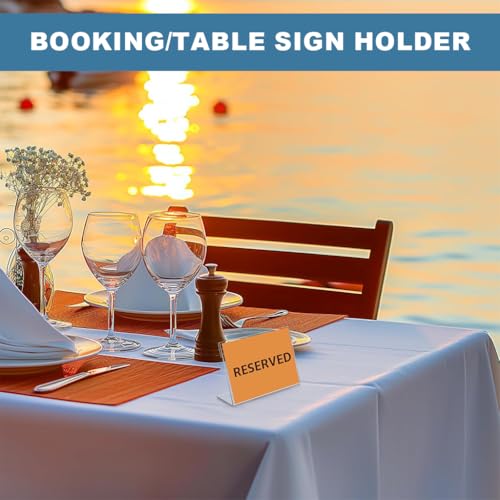 OFIFO® Clear Acrylic Display Stand 30 Pack, 9x6cm L Shaped Sign Holder for Table, Price Tag, Name Card, Menu, Buffet Food Label, Desk Label, Retail, Wedding, Transparent Tabletop Place Card Holder - Image 5
