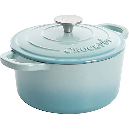 Crock-Pot Artisan Round Enameled Cast Iron Dutch Oven, 5-Quart, Aqua - Image 3