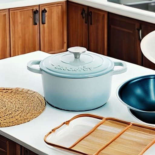 Crock-Pot Artisan Round Enameled Cast Iron Dutch Oven, 5-Quart, Aqua - Image 5
