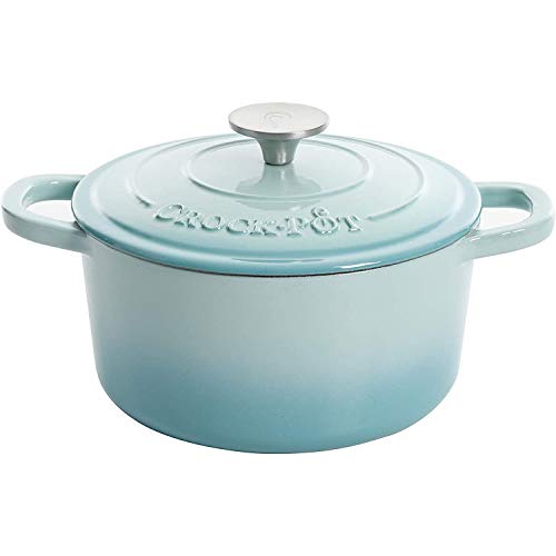 Crock-Pot Artisan Round Enameled Cast Iron Dutch Oven, 5-Quart, Aqua - Image 1