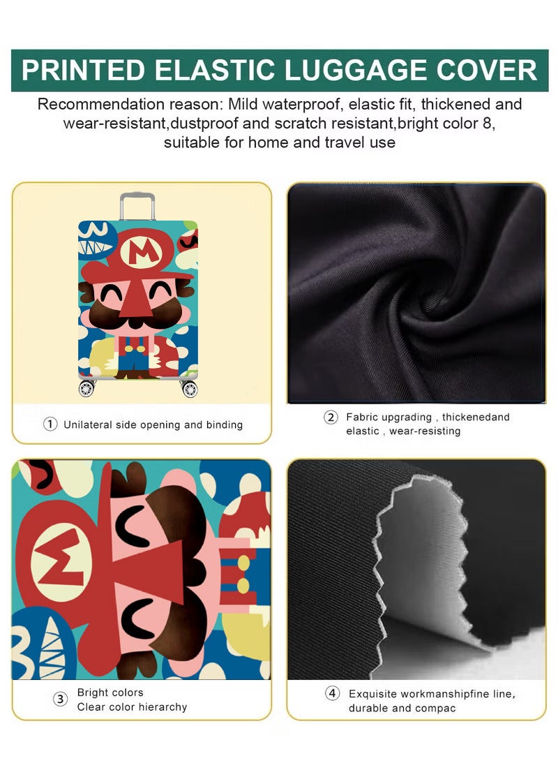 TNGames Vintage Color Stain-Resistant Patterns - Luggage Protector Cover Extra Thick & Highly Elastic Suitcase Protector Cover (Fits 28-32 Inch Luggage) + Free Macaron Apple Green PVC Luggage Tag | Dustproof & Scratchproof - Easy Airport Identification - Image 3